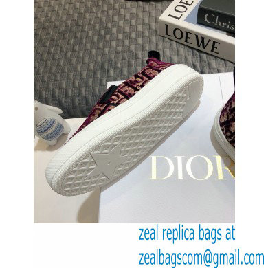 Dior Oblique Embroidered Velvet Solar Slip-On Sneakers Burgundy 2020 - Click Image to Close