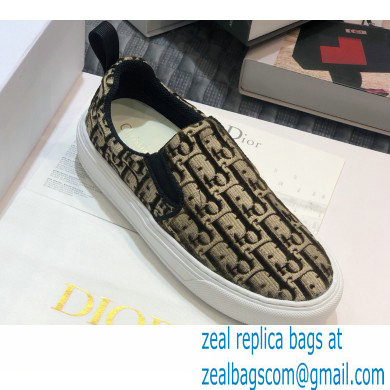 Dior Oblique Embroidered Velvet Solar Slip-On Sneakers Coffee 2020