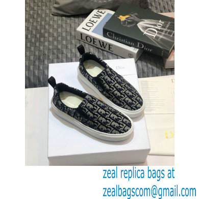 Dior Oblique Embroidered Velvet Solar Slip-On Sneakers Dark Blue 2020