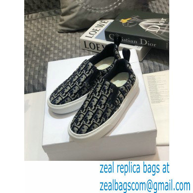 Dior Oblique Embroidered Velvet Solar Slip-On Sneakers Dark Blue 2020