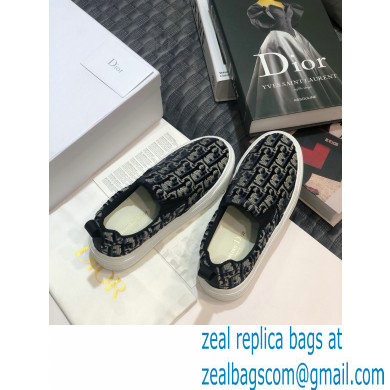 Dior Oblique Embroidered Velvet Solar Slip-On Sneakers Dark Blue 2020 - Click Image to Close