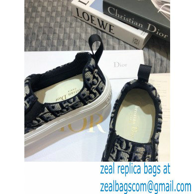 Dior Oblique Embroidered Velvet Solar Slip-On Sneakers Dark Blue 2020
