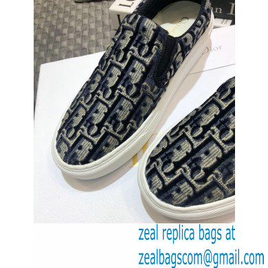 Dior Oblique Embroidered Velvet Solar Slip-On Sneakers Dark Blue 2020 - Click Image to Close