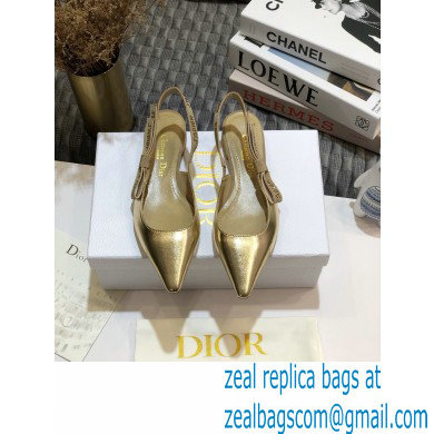 Dior Rhinestone J'Adior Slingback Ballet Flats Metallic Gold 2020