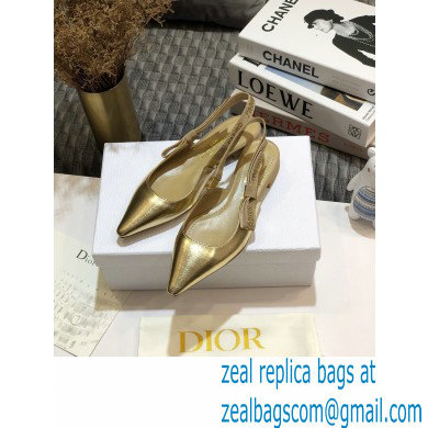 Dior Rhinestone J'Adior Slingback Ballet Flats Metallic Gold 2020