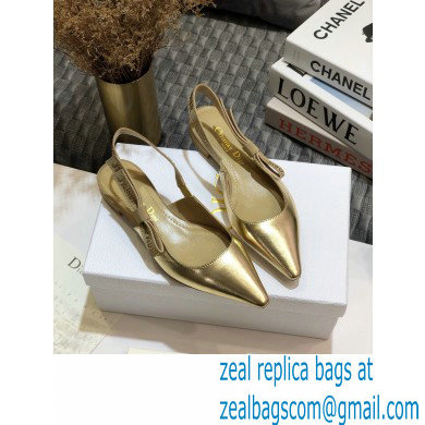 Dior Rhinestone J'Adior Slingback Ballet Flats Metallic Gold 2020