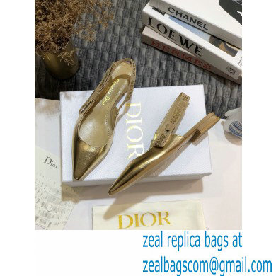 Dior Rhinestone J'Adior Slingback Ballet Flats Metallic Gold 2020