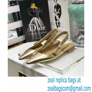 Dior Rhinestone J'Adior Slingback Ballet Flats Metallic Gold 2020 - Click Image to Close