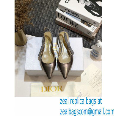 Dior Rhinestone J'Adior Slingback Ballet Flats Metallic Silver 2020 - Click Image to Close