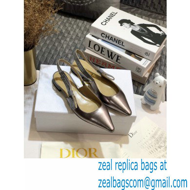 Dior Rhinestone J'Adior Slingback Ballet Flats Metallic Silver 2020 - Click Image to Close