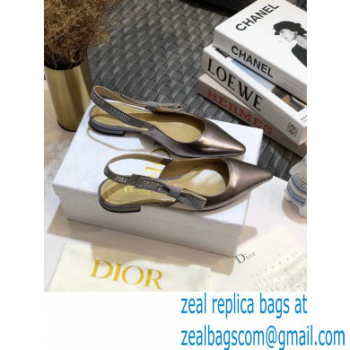 Dior Rhinestone J'Adior Slingback Ballet Flats Metallic Silver 2020