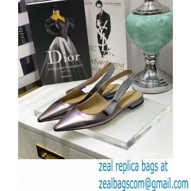 Dior Rhinestone J'Adior Slingback Ballet Flats Metallic Silver 2020