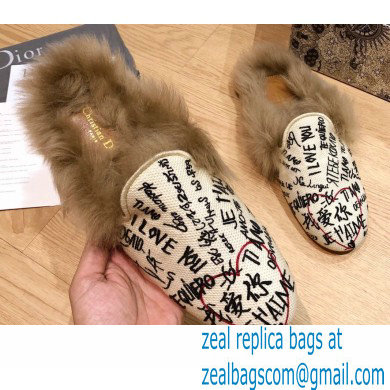 Dior Shearling Fur Slippers 08 2020