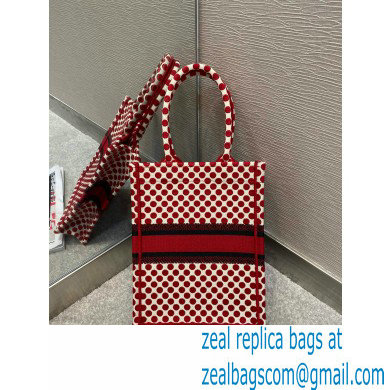 Dior Vertical Book Tote Bag in Dioramour Red Dots Embroidery 2020 - Click Image to Close