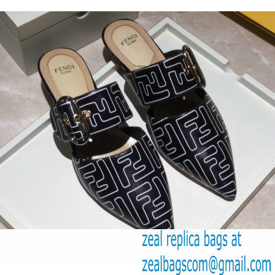 Fendi Calfskin FF Print Slingbacks Black 2020