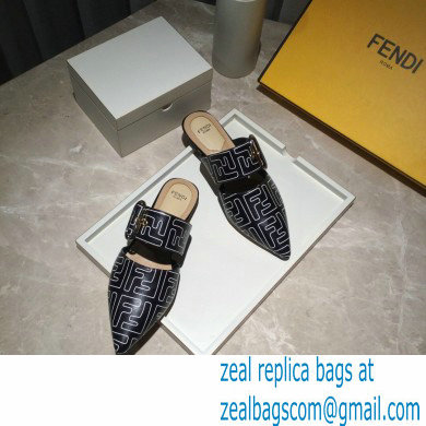 Fendi Calfskin FF Print Slingbacks Black 2020 - Click Image to Close