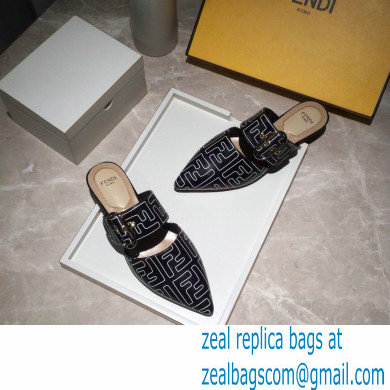 Fendi Calfskin FF Print Slingbacks Black 2020