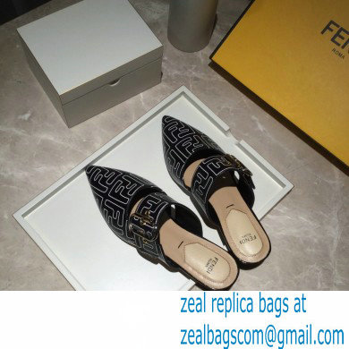 Fendi Calfskin FF Print Slingbacks Black 2020 - Click Image to Close