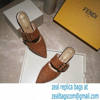 Fendi Calfskin FF Print Slingbacks Brown 2020