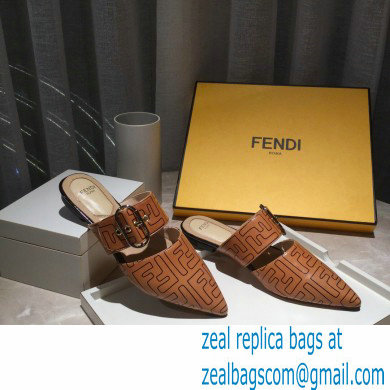 Fendi Calfskin FF Print Slingbacks Brown 2020