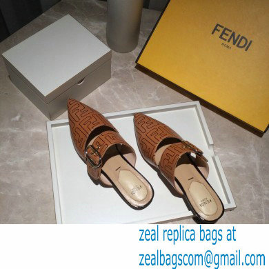 Fendi Calfskin FF Print Slingbacks Brown 2020 - Click Image to Close