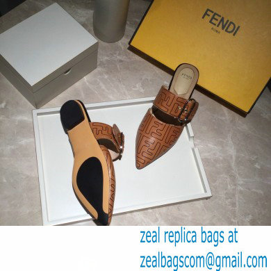 Fendi Calfskin FF Print Slingbacks Brown 2020