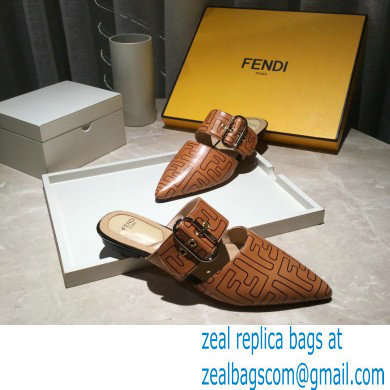 Fendi Calfskin FF Print Slingbacks Brown 2020 - Click Image to Close