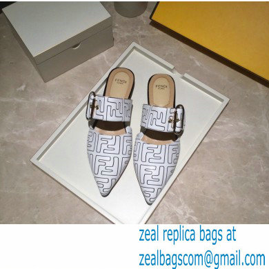 Fendi Calfskin FF Print Slingbacks White 2020 - Click Image to Close