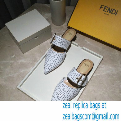 Fendi Calfskin FF Print Slingbacks White 2020 - Click Image to Close