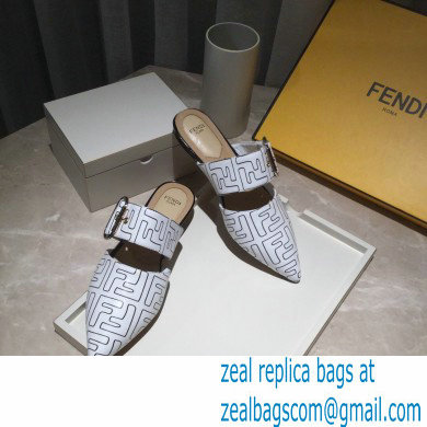 Fendi Calfskin FF Print Slingbacks White 2020 - Click Image to Close