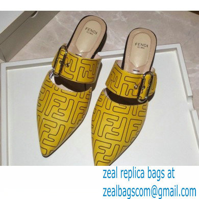 Fendi Calfskin FF Print Slingbacks Yellow 2020