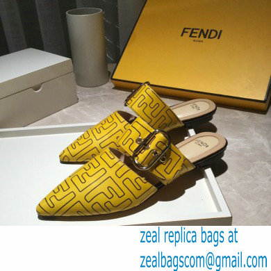 Fendi Calfskin FF Print Slingbacks Yellow 2020 - Click Image to Close