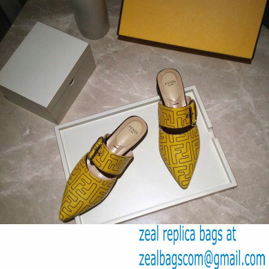 Fendi Calfskin FF Print Slingbacks Yellow 2020 - Click Image to Close