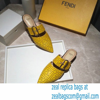 Fendi Calfskin FF Print Slingbacks Yellow 2020 - Click Image to Close