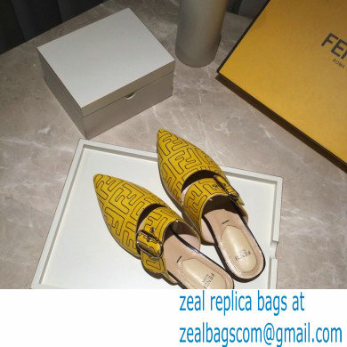 Fendi Calfskin FF Print Slingbacks Yellow 2020 - Click Image to Close