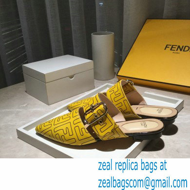 Fendi Calfskin FF Print Slingbacks Yellow 2020 - Click Image to Close