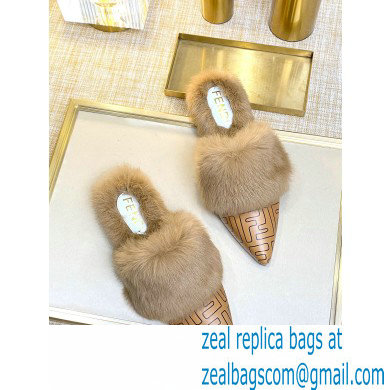 Fendi Rabbit Hair FF Print Slingbacks Brown 2020