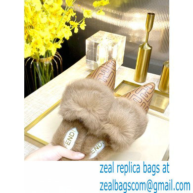 Fendi Rabbit Hair FF Print Slingbacks Brown 2020