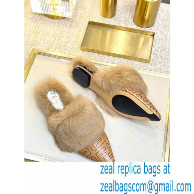 Fendi Rabbit Hair FF Print Slingbacks Brown 2020 - Click Image to Close