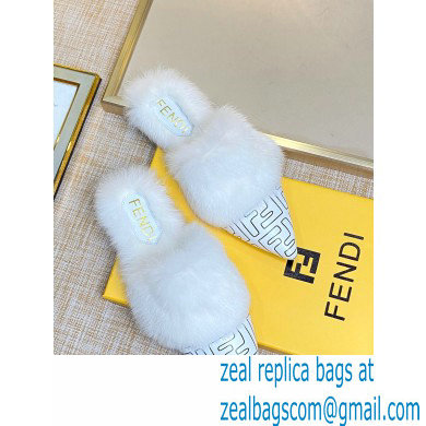 Fendi Rabbit Hair FF Print Slingbacks White 2020