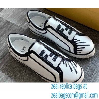 Fendi Roma Joshua Vides Slip-on Sneakers Leather White 2020 - Click Image to Close