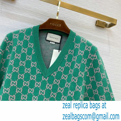 GUCCI GG knit V NECK sweater green 2020 - Click Image to Close