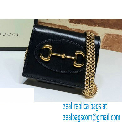 Gucci 1955 Horsebit Small Wallet with Chain Bag 623180 Leather Black 2020 - Click Image to Close