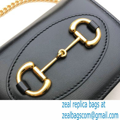 Gucci 1955 Horsebit Small Wallet with Chain Bag 623180 Leather Black 2020 - Click Image to Close