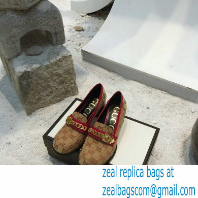 Gucci Heel 5.5cm GG Canvas Loafers with Chain 2020 - Click Image to Close