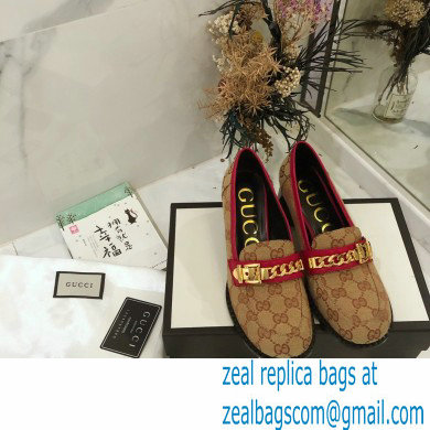 Gucci Heel 5.5cm GG Canvas Loafers with Chain 2020 - Click Image to Close