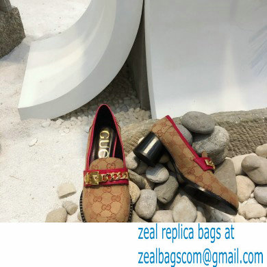 Gucci Heel 5.5cm GG Canvas Loafers with Chain 2020
