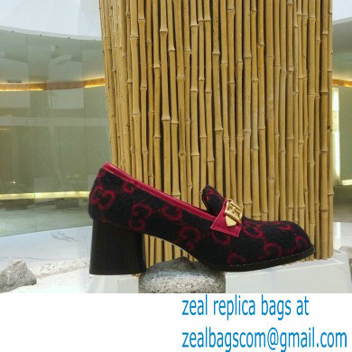 Gucci Heel 5.5cm GG Wool Loafers with Chain 2020