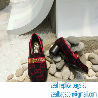 Gucci Heel 5.5cm GG Wool Loafers with Chain 2020