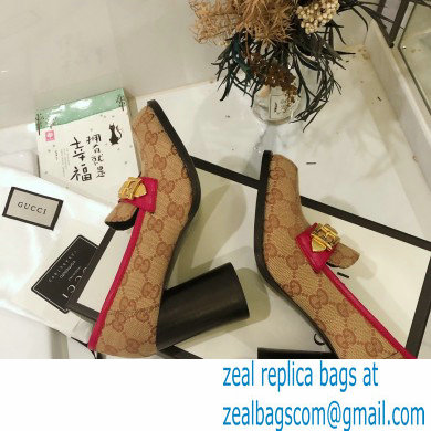Gucci Heel 8.5cm GG Canvas Loafers with Chain 2020